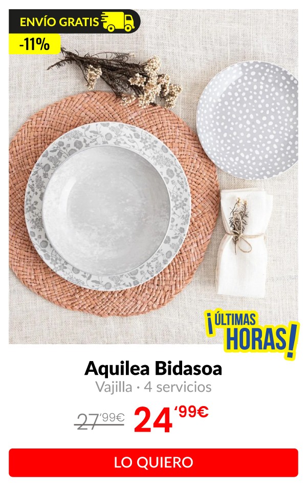Vajilla Aquilea Bidasoa 12 piezas 4 servicios porcelana